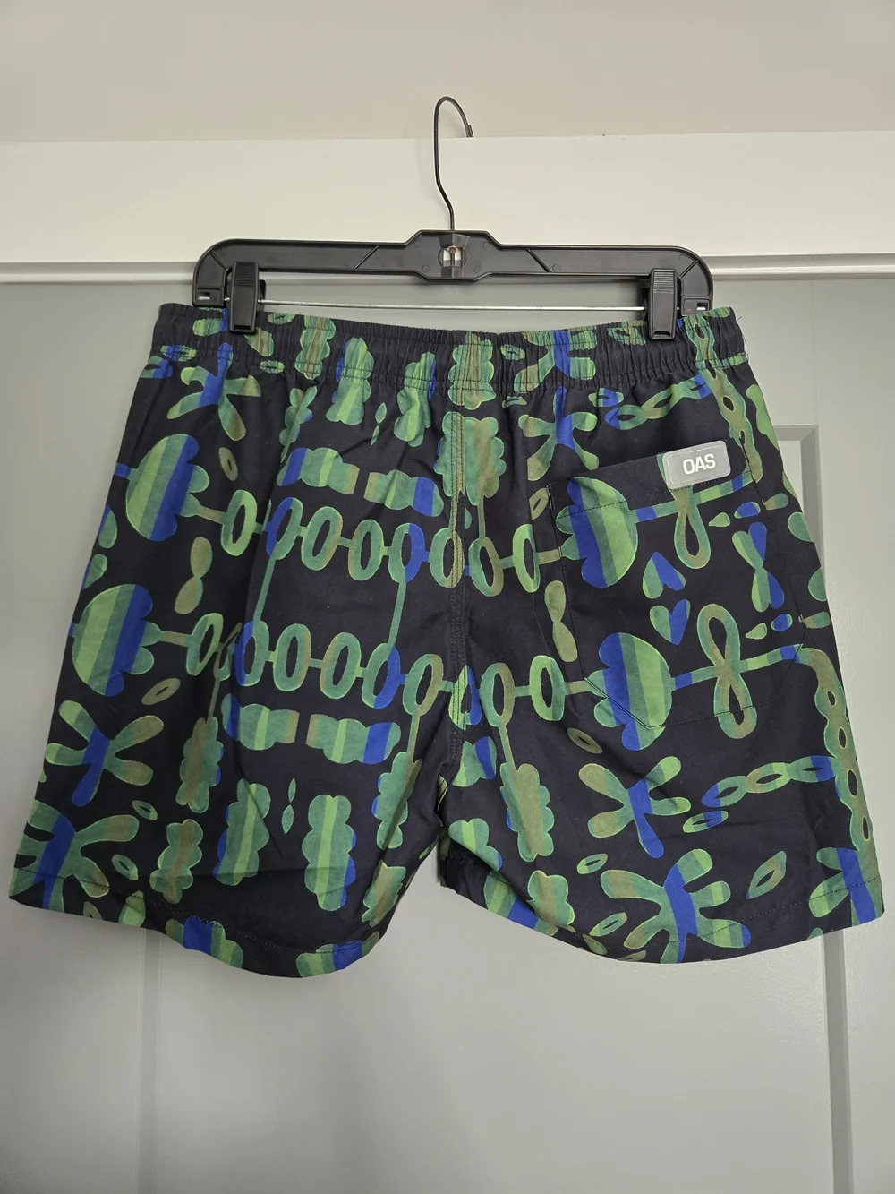 Men's OAS Feral Galbanum Swim Shorts with Green & Blue Print